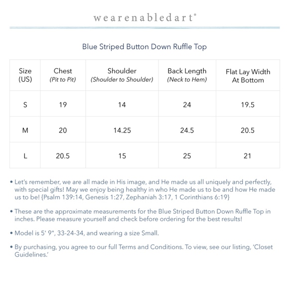 ♡ SOLD OUT! ♡ Blue Striped Button Down Ruffle Top - Picture 8 of 8